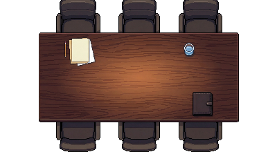 Pixel-art boardroom table